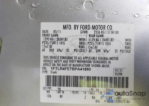 2011 Ford Ranger Xlt from USA, damaged, VIN 1FTLR4FE7BPA41880
